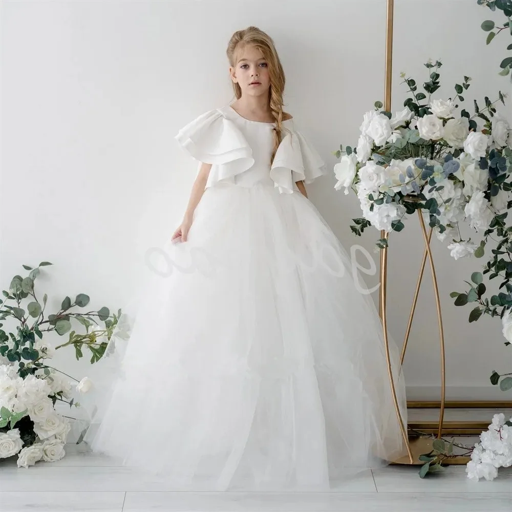 

Simple Flower Girl Dresses High Neck Sleeveless Customize New Arrived Knee Length 2023 First Communion Christmas Gown Winter