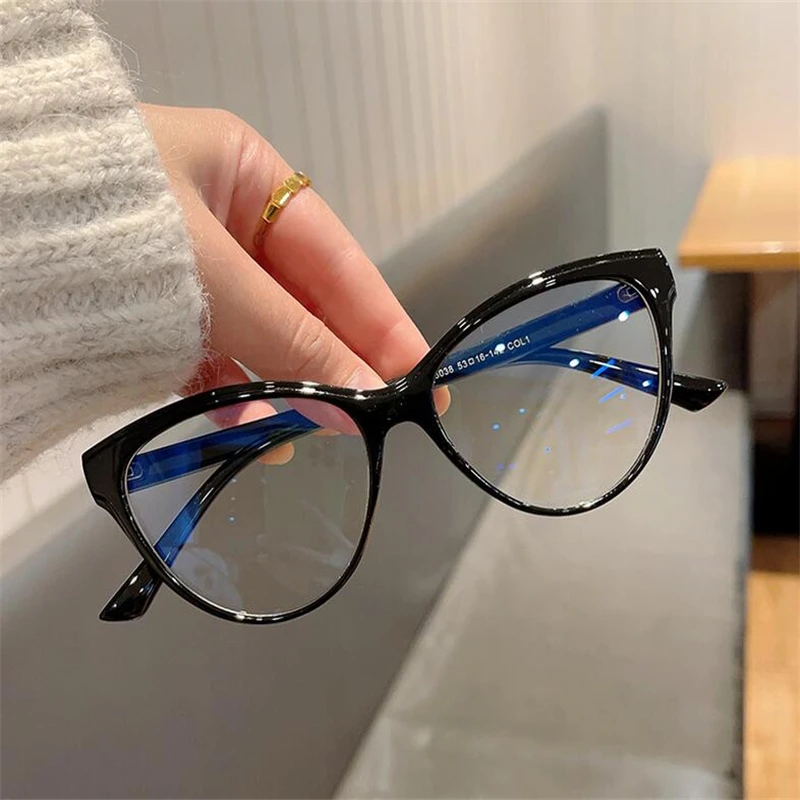 Pink Frame Anti Blue Rays Cat Eye Nearsighted Glasses For Women Fashion Short-sight Eyeglasses Prescription 0 -0.5 -0.75 To -6.0