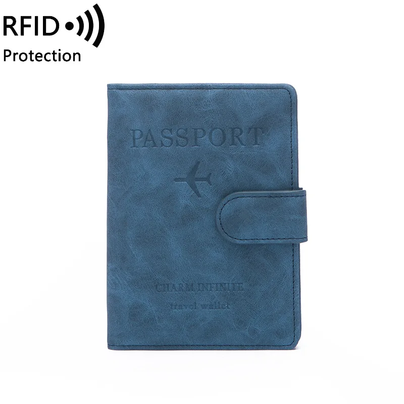 Western RFID PU Leather Card Holder Women Wallet Fashion Hasp Large Capacity Multi-functional Passport Purse for mens