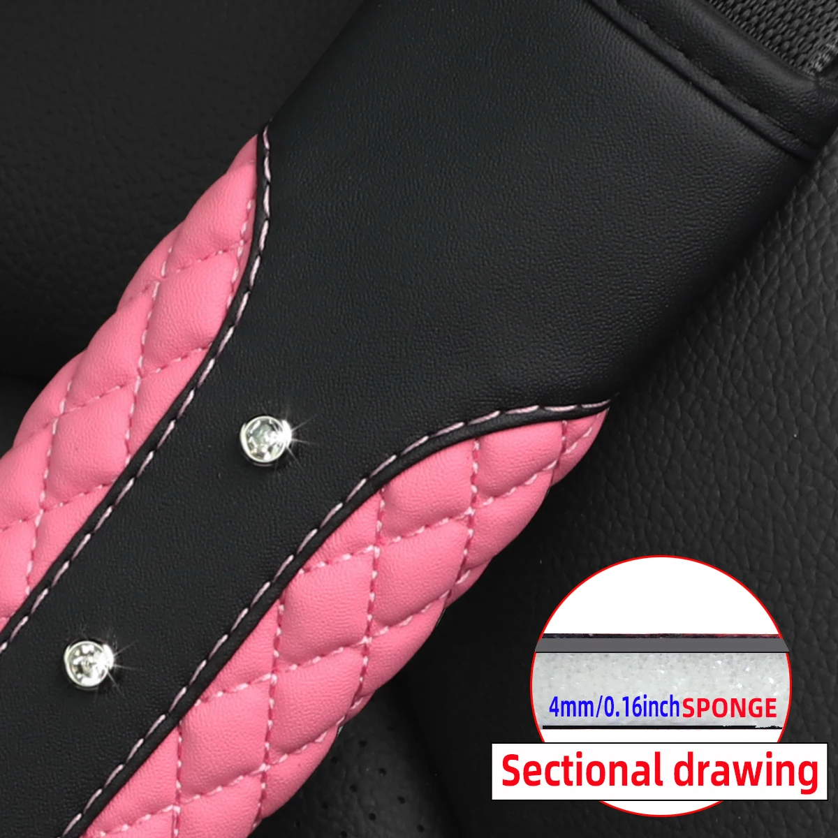 1 diamond-encruped Blingbling Faux sheepskin car accessory Seat belt shoulder protector Comfortable anti-tightening safety strap