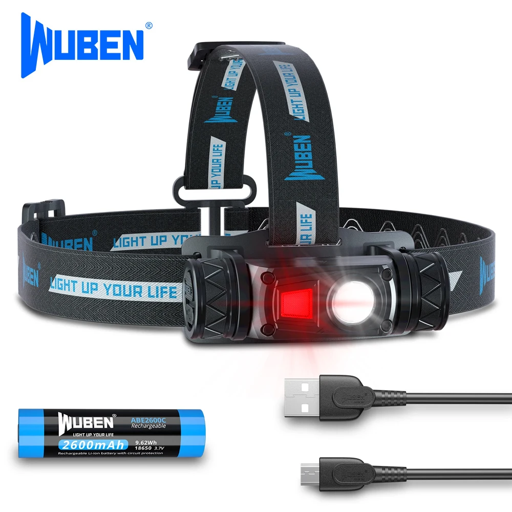 WUBEN H1 Flashlight Headlight  Rechargeable Headlight  Waterproof Headlight 1200 Lumen Fishing headlight Camping