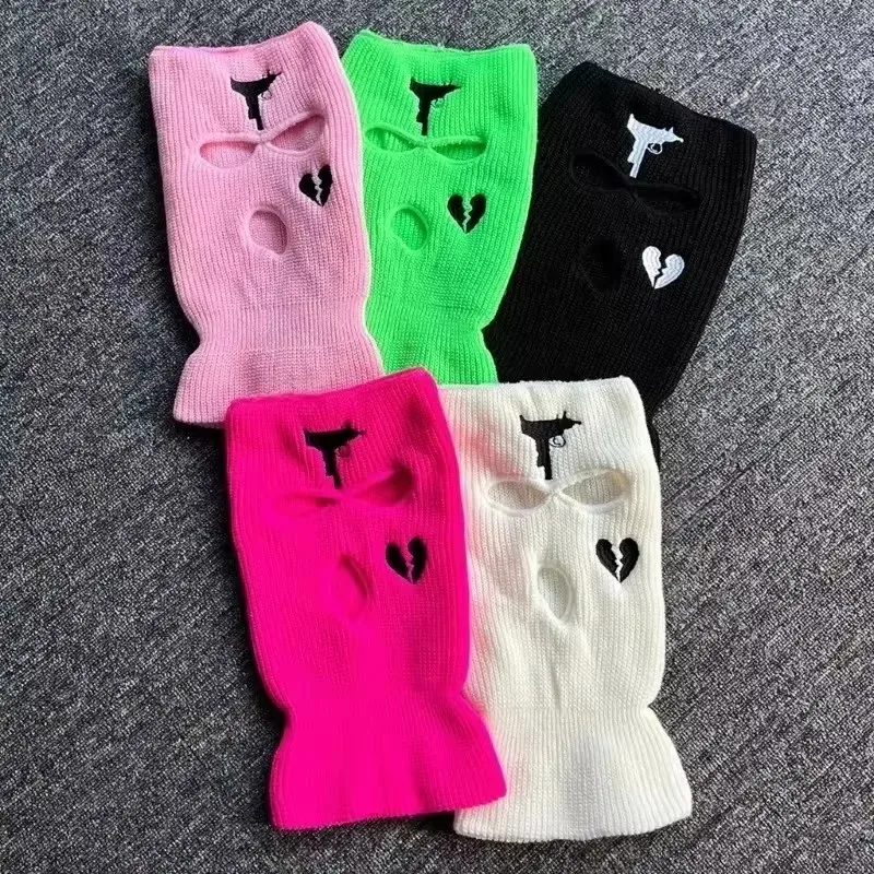 

Balaclava Winter Three Hole Skiing Hat Face Masks Warm Hood Outdoor Knitted Pullover Hat Sports Scarf Multifunctional Hats