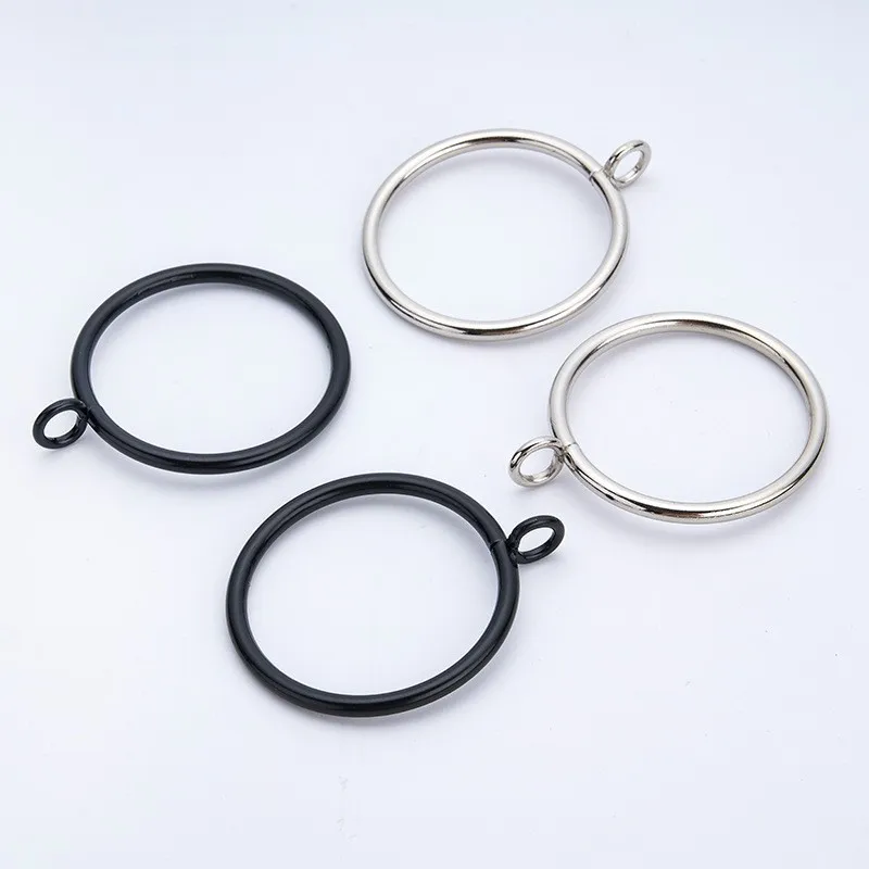 5 pcs 25mm Metal Window Curtain Rings, Bathroom Shower Panel, Easy Install Simple Hang, Smooth Sliding On Rod, Black