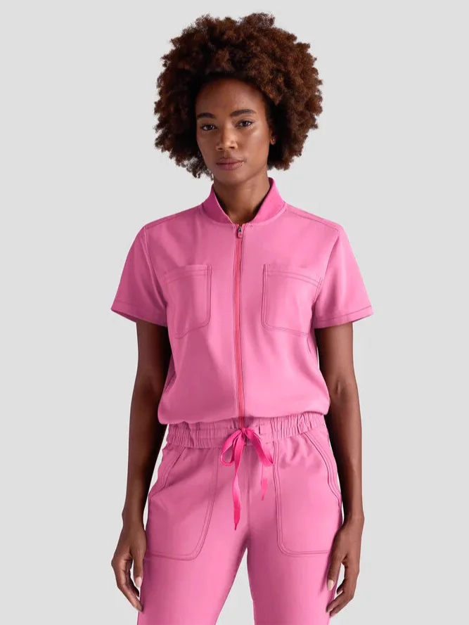 Stand Collar  Scrub Set Short Sleeve Stretch Drawstring Flare Pants Multi Deep Workwear Solid  Anti Wrinkle  Nursing Outfit
