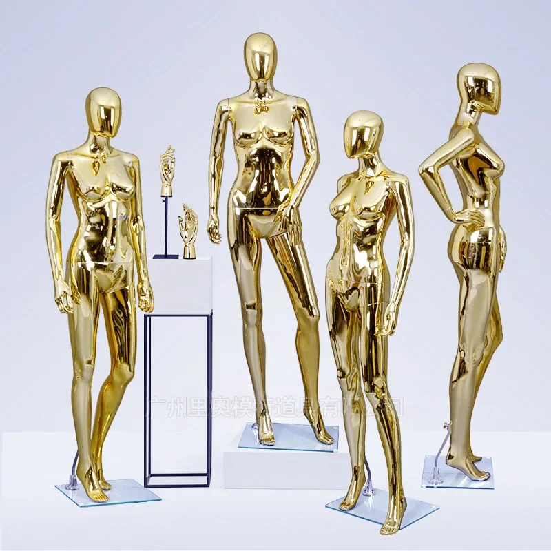 Modern Gold Mannequins for Women's Clothing Stylish Plastic Full Body Mannequins Simple Adult Mannequins for Clothing Stores