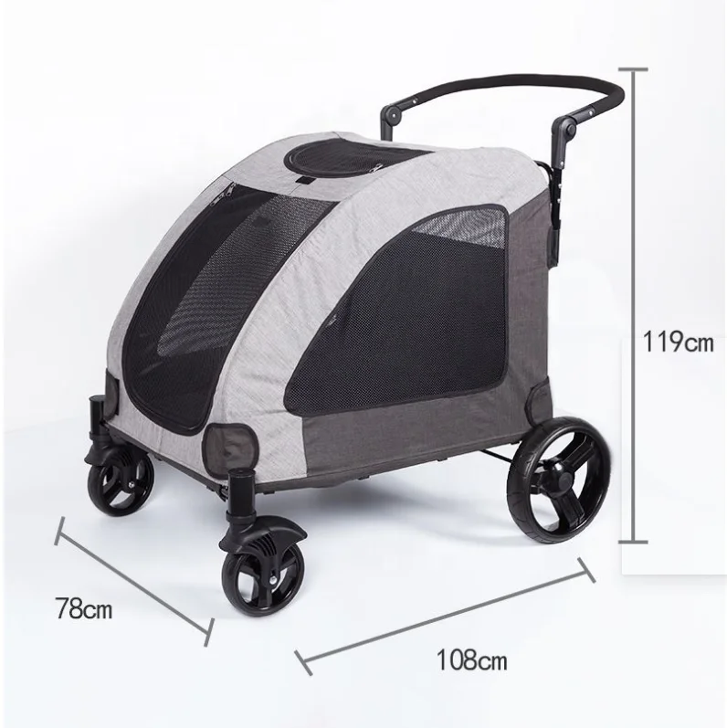 Foldable 4-Wheel Dog Stroller Adjustable Handle Pet Travel Jogger Wagon Mesh Skylight for Carrying Your Furry Friend
