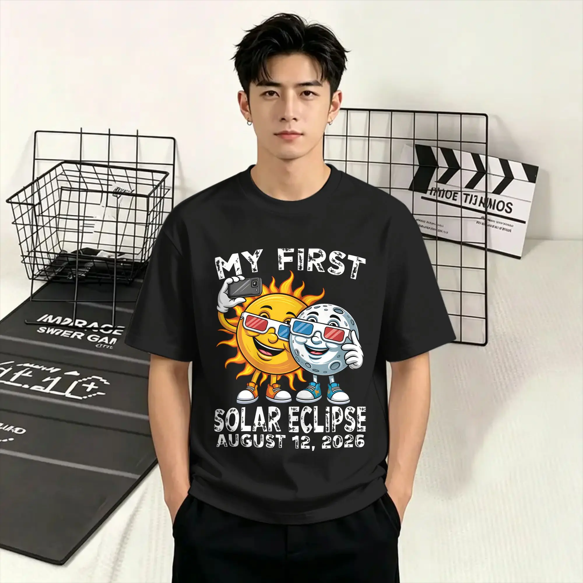 Iceland Total Solar Eclipse August 2026  T-Shirt Men  Cool 100% Cotton Tees O Neck Short Sleeve T Shirt Plus Size Tops