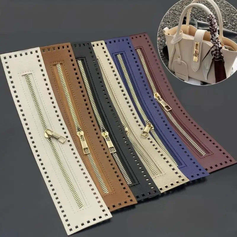 【27 cm doppelseitige Leder-Reißverschlusstasche, Leder-Reißverschluss-Utility-Häkeltasche, Hardware-Zubehör, solider Reißverschluss, Nähzubehör】