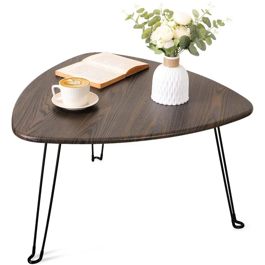

Coffee Tables for Small Spaces Foldable Industrial Sofa Center Table Triangle Design Wood Framed Coffee Table Mid Century Rustic