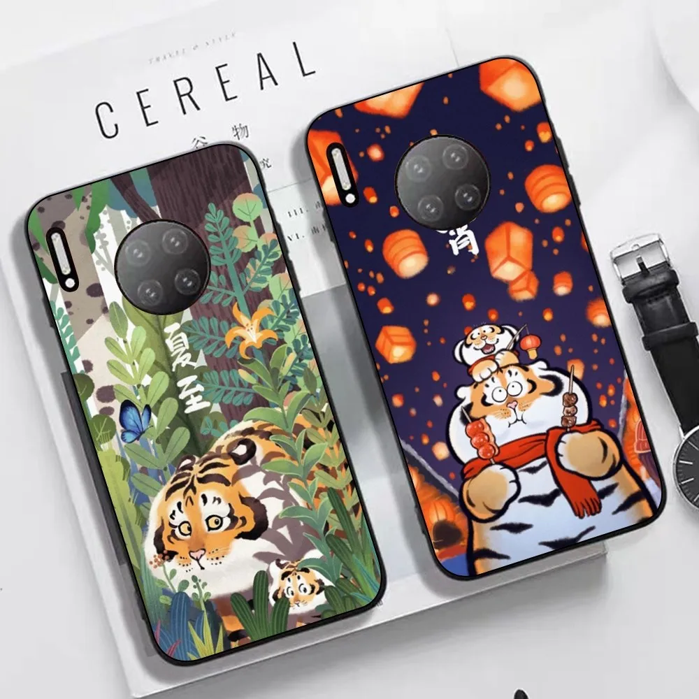 Cartoon Fat Tiger Phone Case For Huawei Mate 10 20 30 40 50 lite pro Nova 3 3i 5 6 SE 7 pro 7SE