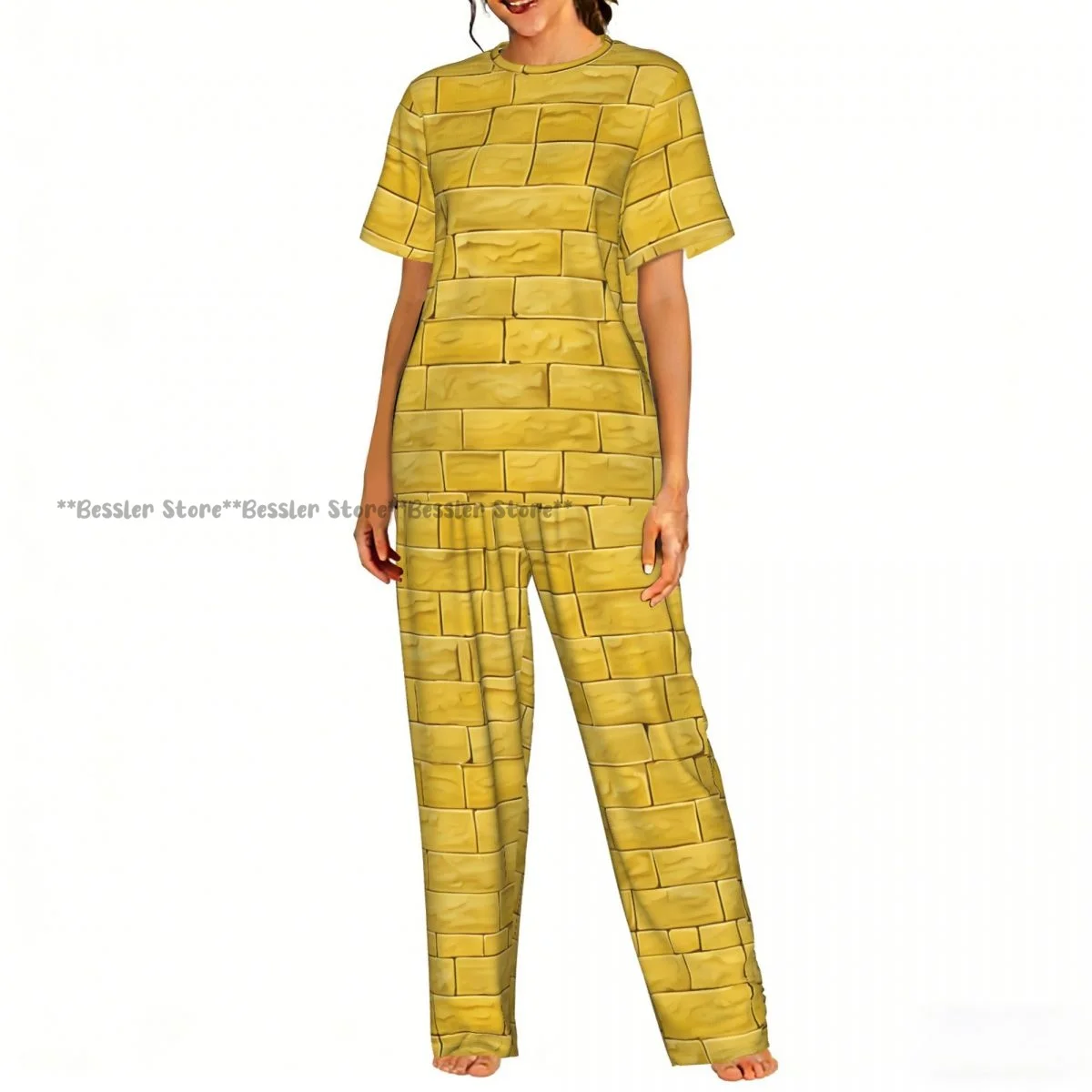 

Women's Brick Road Of Yellow short sleeve trousers casual pajamas set