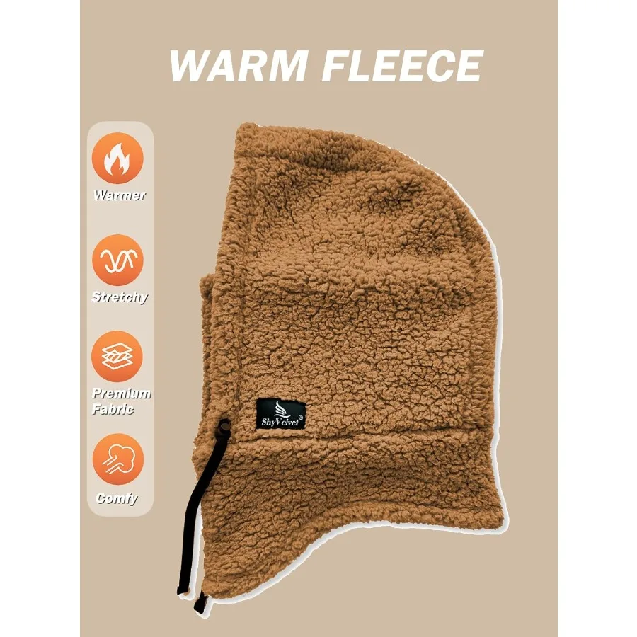 Maschera da sci con cappuccio Sherpa in velluto timido Passamontagna resistente al vento Maschera da sci in pile invernale per uomo e donna