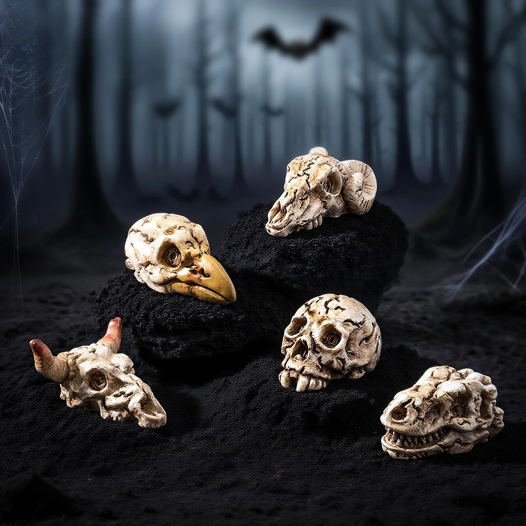 5pcs New Gothic Style Raven Animal Skull Skeleton Handmade Ornament Additions Scrapbooking Decorative Supplies Holiday Gifts
