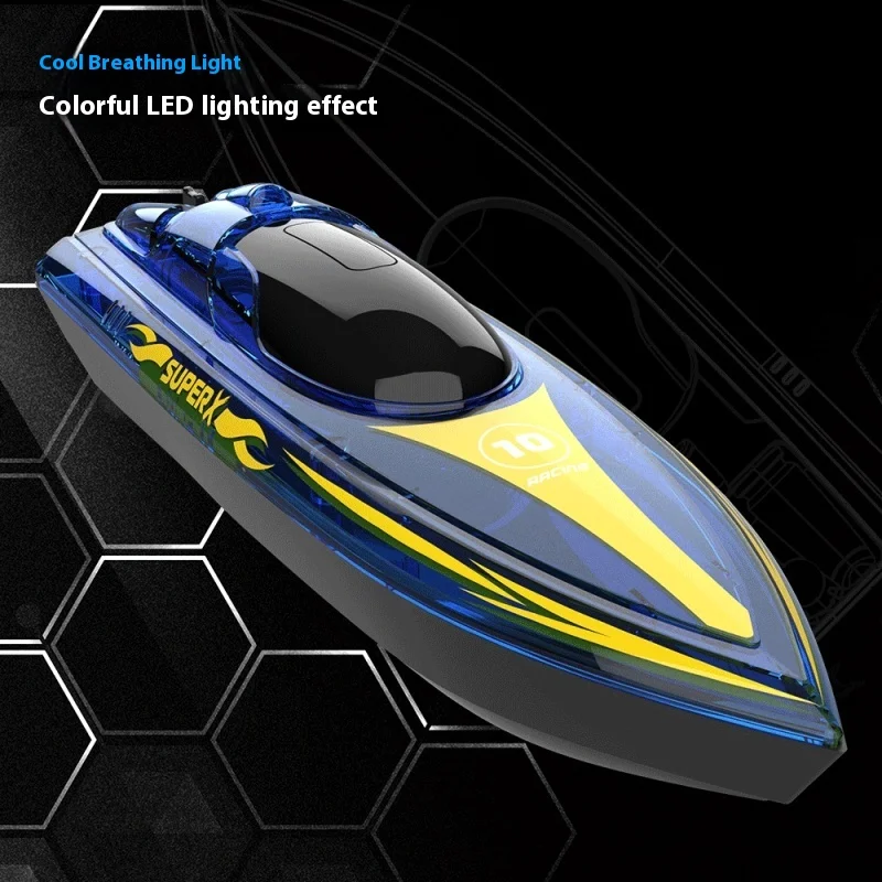 Mini Rc Boot 15 Km/h Met Cool Led Licht Model Elektrische Race Speedboot Waterdicht Speelgoed Voor Kinderen Jongens Gebruik Tijd 60 Minuten