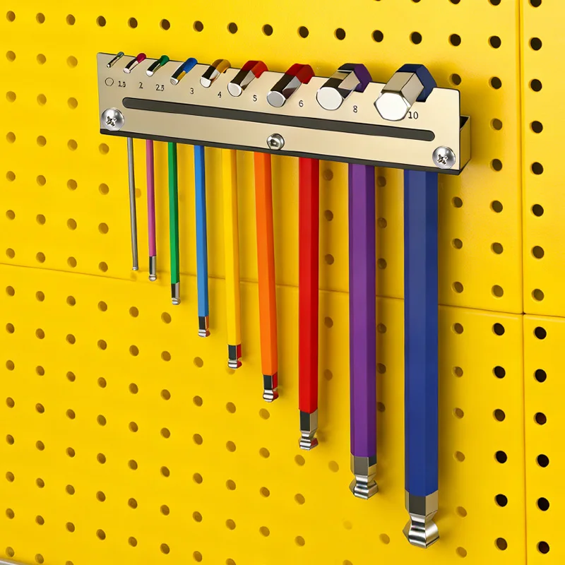 

Набор шестигранных ключей Модернизированный шариковый шестигранный ключ Метрический шестигранный инструмент с настенным креплением для хранения велосипедов и поделок 1,5–10 мм