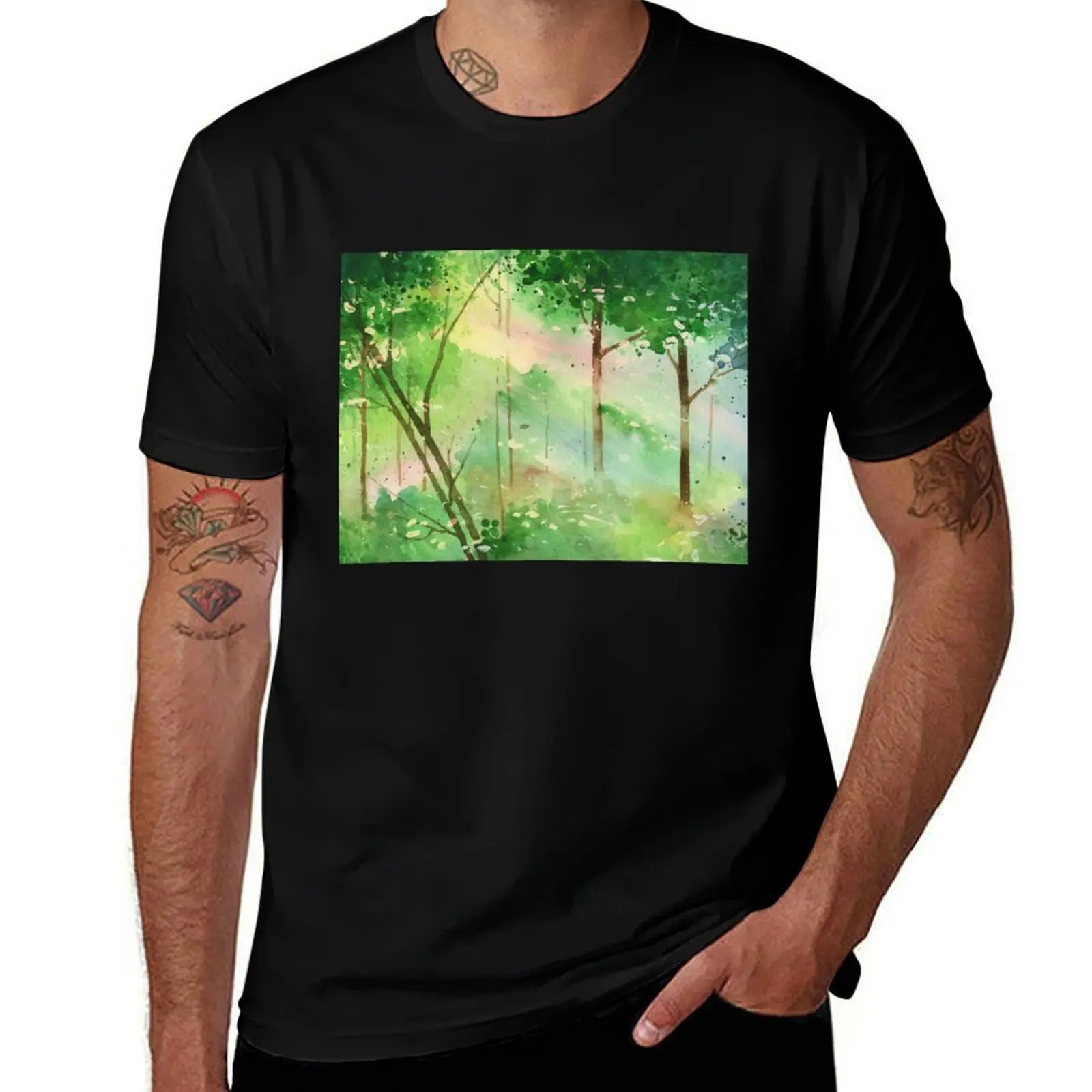 

Watercolour Forest T-Shirt man t shirt graphic anime t shirts for man t shirts for man slim fit T-Shirt