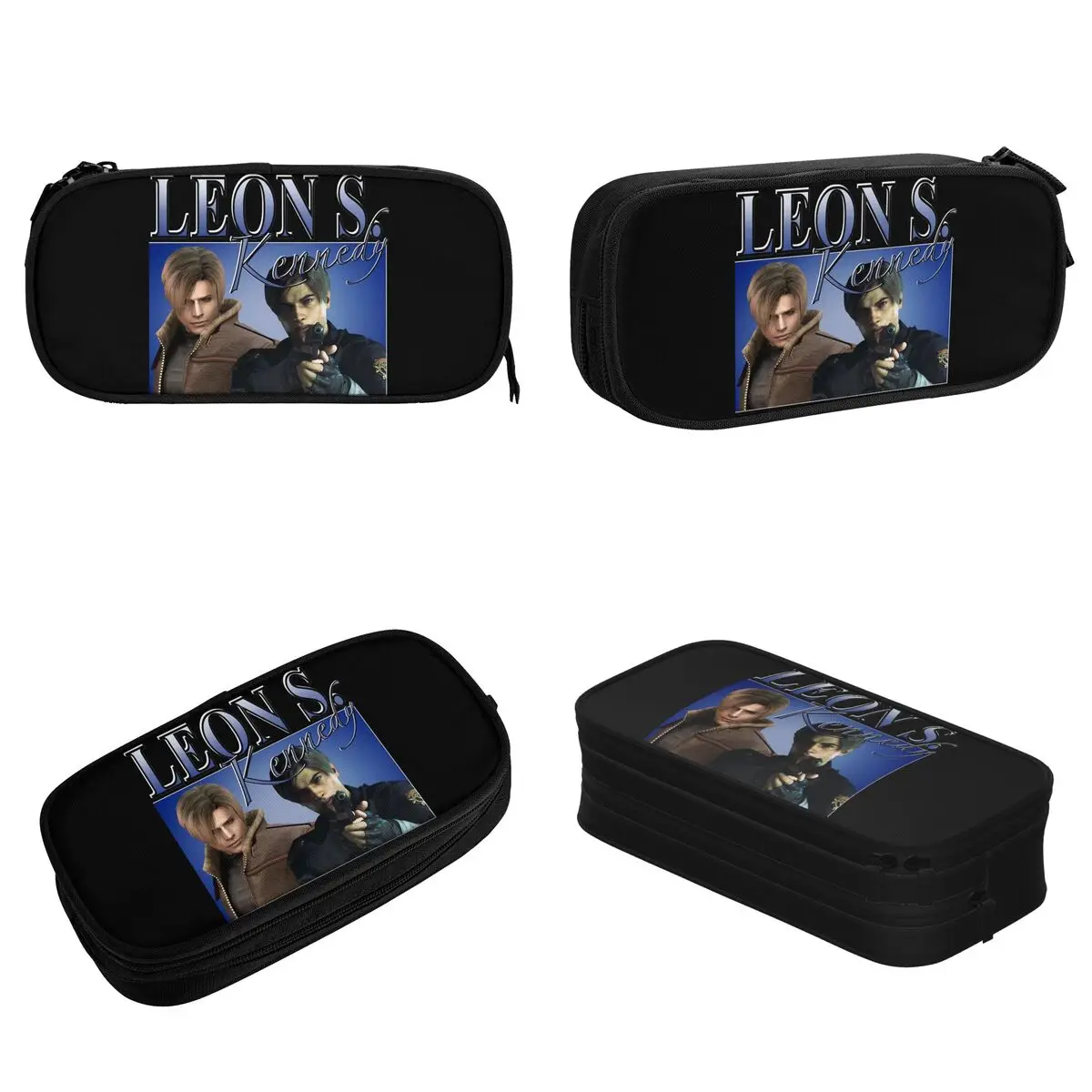 Leon Survival Horror Video Game Kennedy Pencil Case Bootleg Pen Box Bag Girl Boy Big Capacity School Supplies Zipper Pencilcases