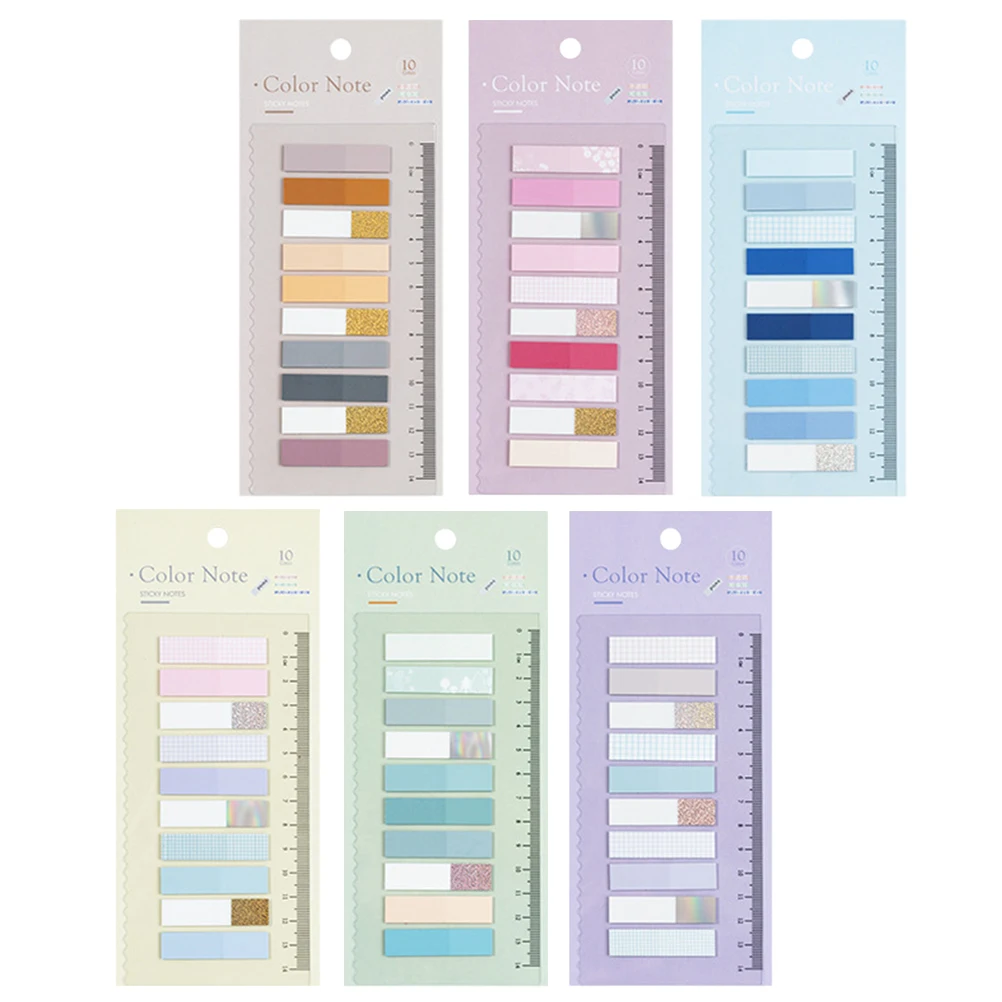 

6 Sets Colorful Sticky Marker Paper Label Memo Pad Page Guiding Tags Book Annotation Supplies Tabs For Notebooks