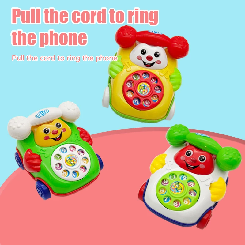 

Early childhood education phone styling toys, drawstring smiley phone, phone with ringtone, baby educational toy car