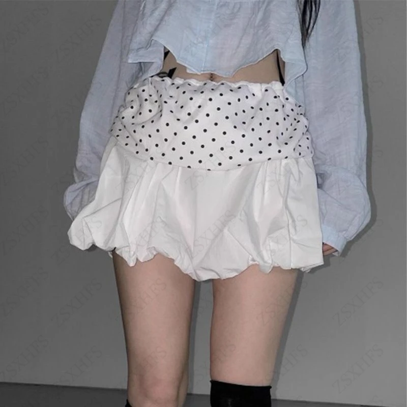 Cuteore Chic Wave point Bubble Short Skirts Women Clothes Kawaii Y2k Mini Skirt Summer Sexy Aesthetic Sweet Lace Harajuku Skirts