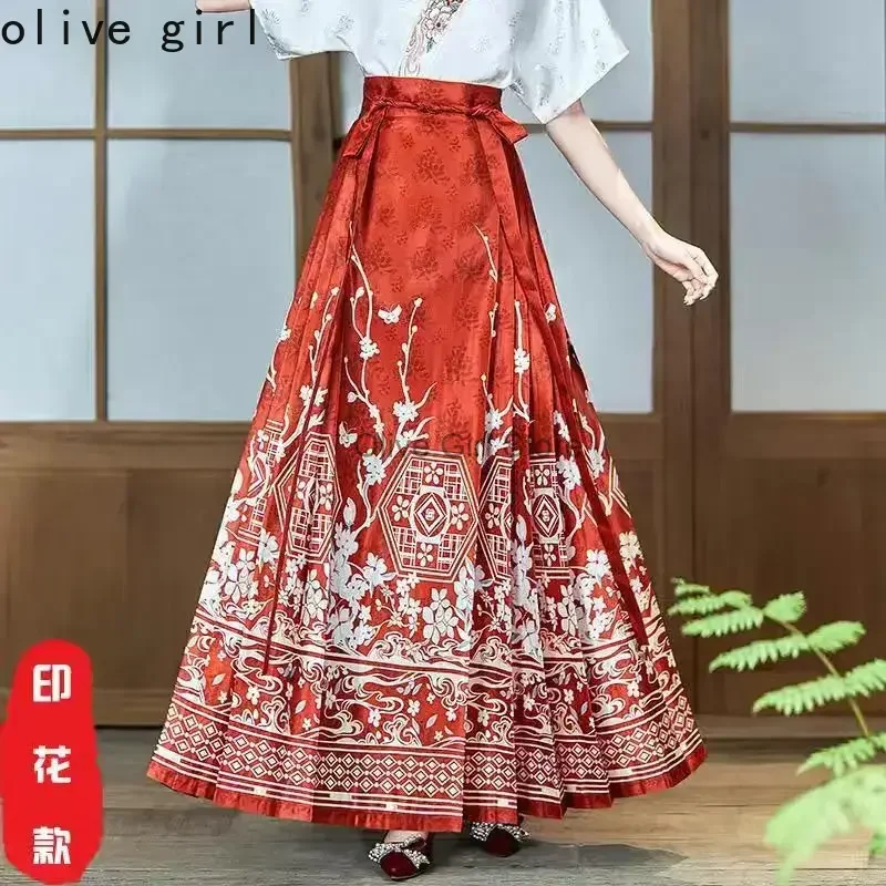 대형 중국 전통 여성 탑 인쇄 셔츠 여름 자수 블라우스 여성용 Hanfu Oversize