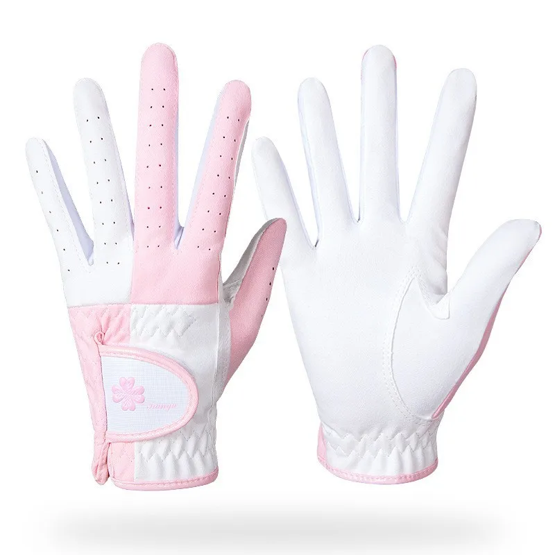 2024 New Women\'s Golf Tennis Gloves Non-slip Breathable Microfiber Gloves Pink Blue Full Finger Fashion Ladies One Pair Gloves