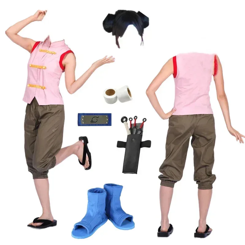 

2026 2025 Новый взрослый аниме Tenten Косплей Розовое пальто Молодой костюм Женская униформа Костюм на Хэллоуин AA ★ ☆ ❤ ★ ☆