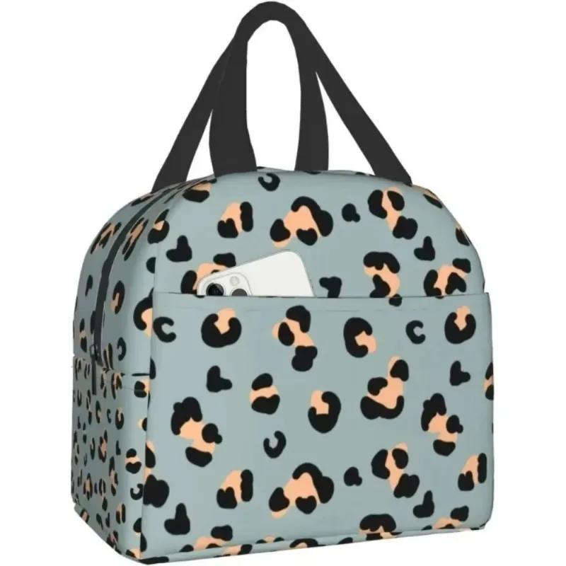 Leopard Print Print Pattern Lunch Box for Women Animal Footprint Cooler Thermal Food Insulated Lunch Bag Picnic Tote