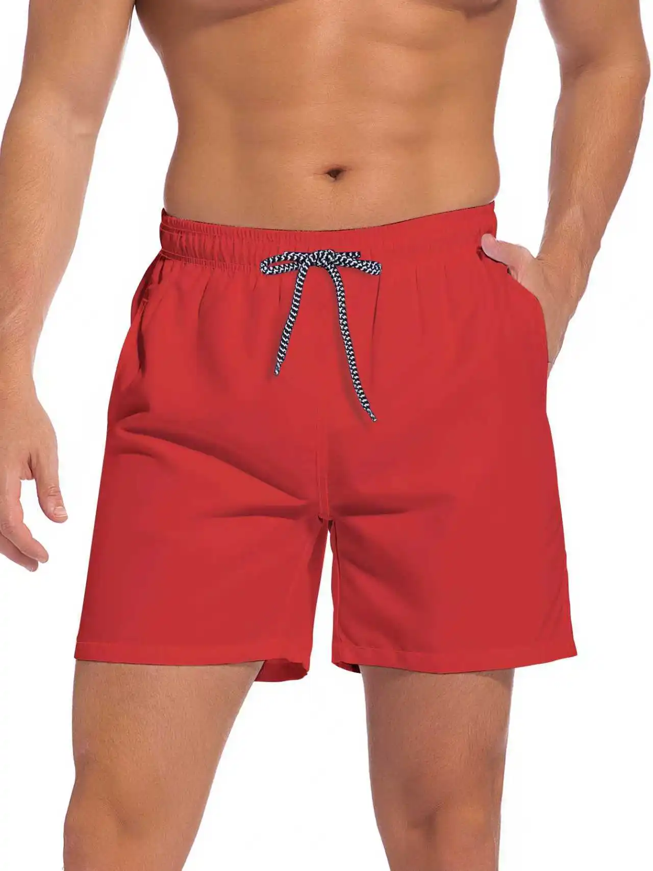 

Men's Solid Color Quick Dry Beach Shorts Loose Casual Five-point Swim Trunks Surfing Shorts