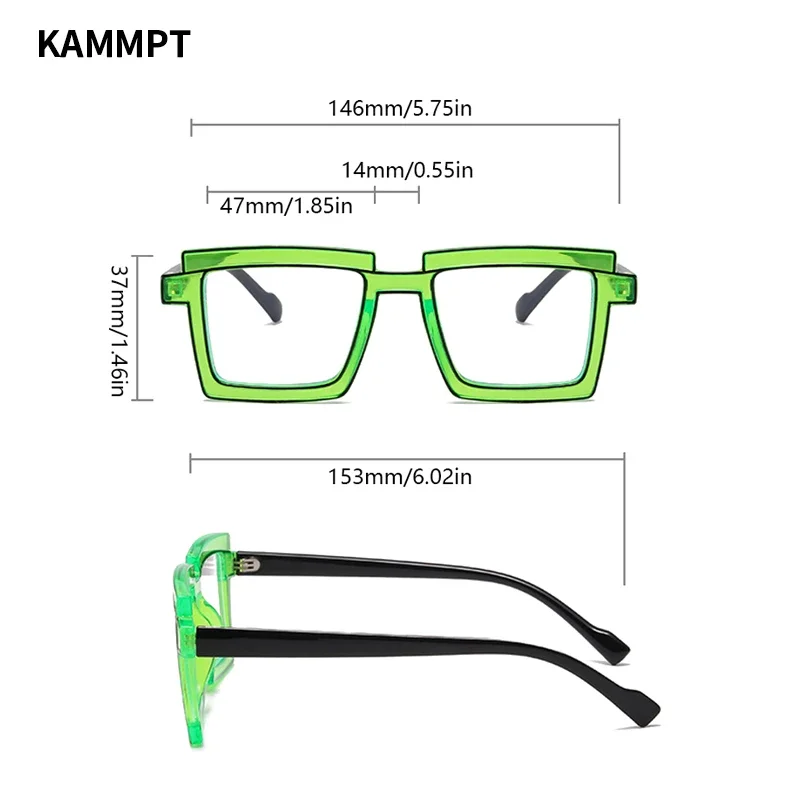 KAMMPT Vintage Square Eyeglasses 2023 New Cute Cartoon Style Blue Light Blocking Spectacles Ins Trendy Optical Computer Eyewear