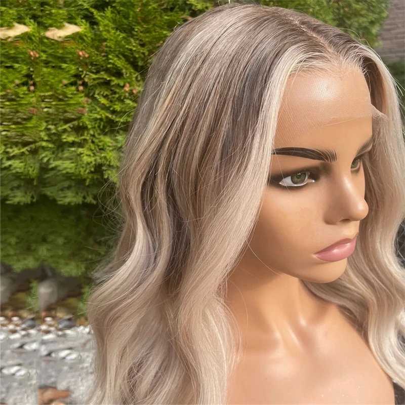 Highlight Wig Human Hair Platinum Blonde Colored Lace Front Human Hair Wigs For Women Pre Plucked Body Wave Lace Frontal Wigs