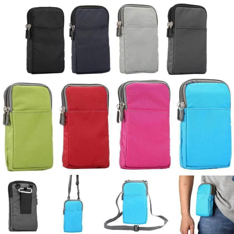 Custom Mobile Phone Bag Fanny Pack 6.5 Inch Zipper Waist Hanging Messenger Bag for Iphone Samsung Shoulder Bag Travel Waist Pack