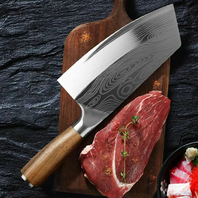 

Razor Sharp Cleaver Knife Stainless Steel Chef's Knife Chinese Kitchen Knife Meat Cleaver Sharp Blade Wood Handle Knives