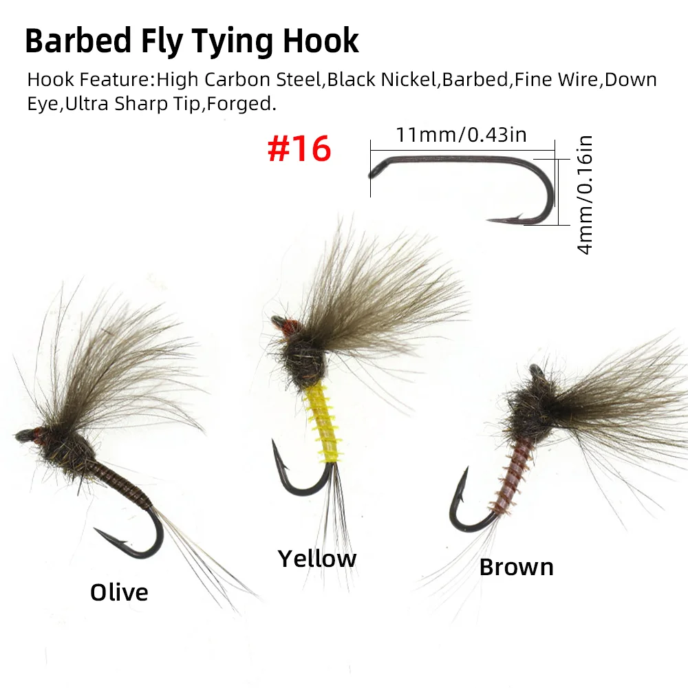5 Stück/6 Stück # 16 CDC Mayfly Widerhaken-Angelhaken Parachute Dry Fly Künstliche Insektenköder Fliegenfischen Fliegen Forellen- und Barsch-Angelköder – Detail 3