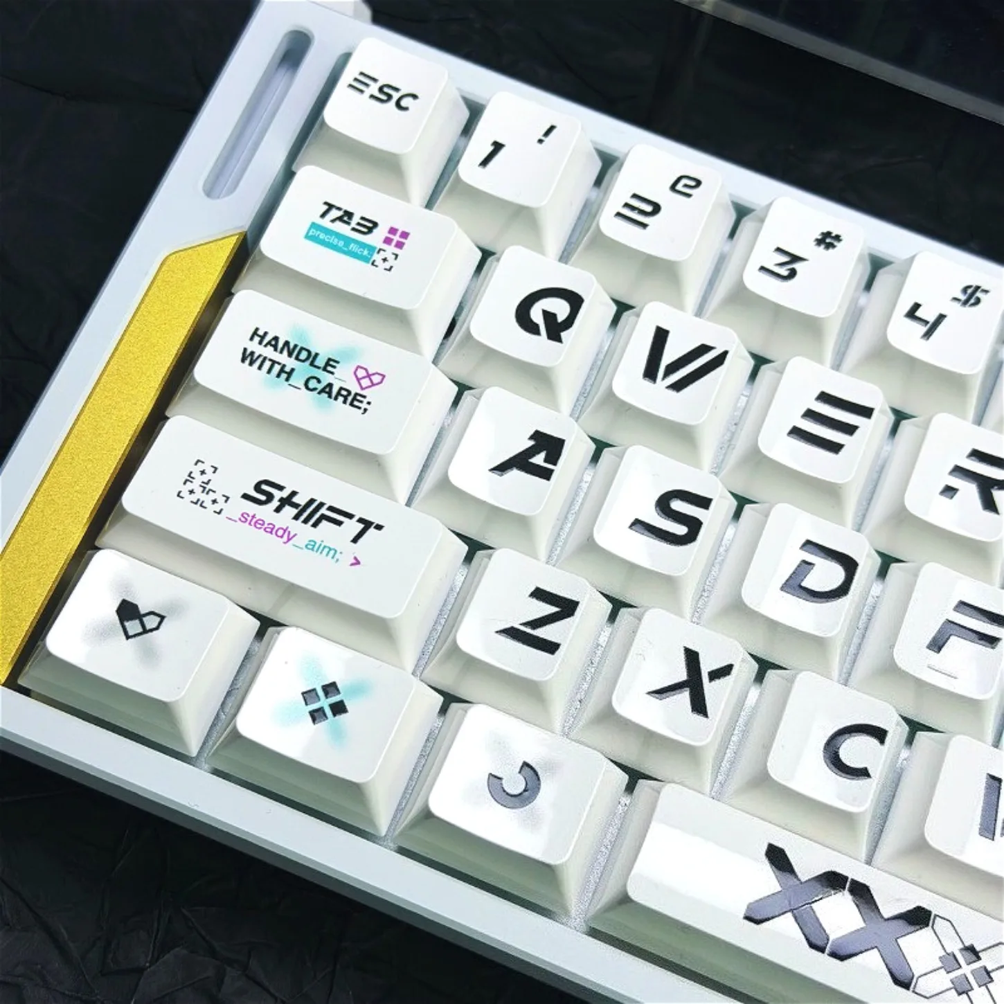Cherry White Keychain PBT 110 Key Print Set Personalized for MX Switch Wooting Mechanical Keyboard