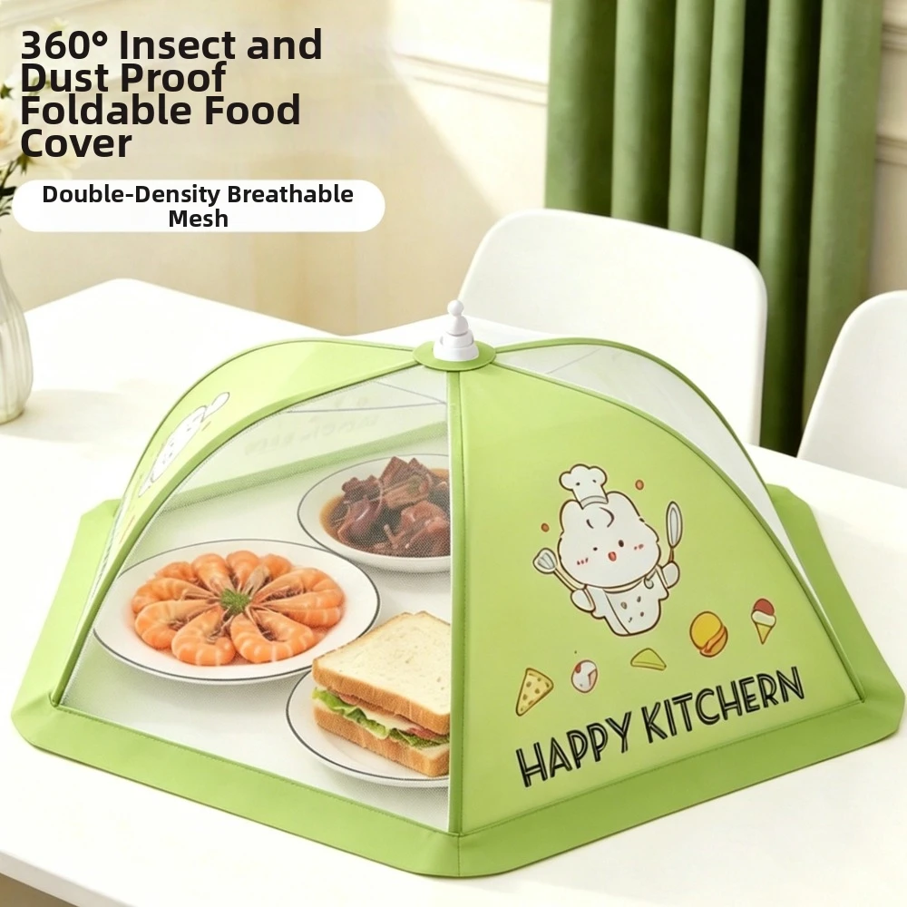 Cartoon Collapsible Food Cover Umbrella Style Mesh Insect Prevention Cover Lightweight Dust-proof Dish Cover Party