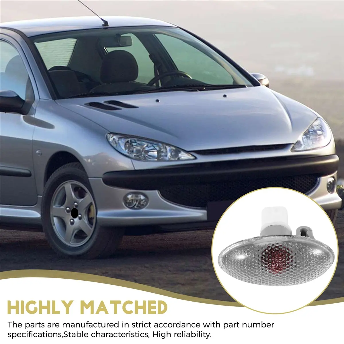 #44U For Peugeot 206 407 607 Signal Side Marker Light Repeater Lamp,For Peugeot Turn Signal,(White)
