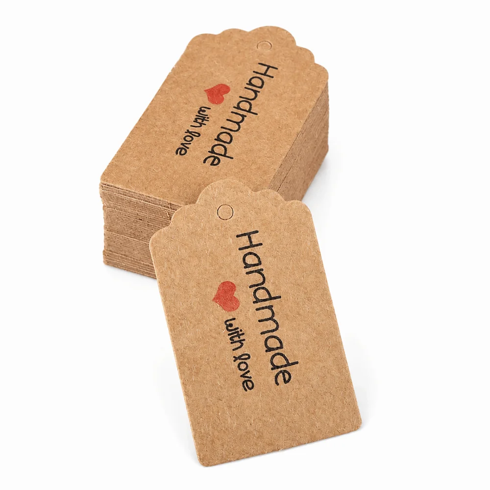 100pcs Handmade Kraft Paper Hang Tags Brown Color 5 x 3cm Size Price Tags Paper Tags For DIY Projects
