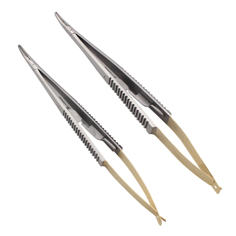 Straight/Curved Castroviejo Needle Holders with Lock Needle Holding Forceps 14Cm/16Cm Microsurgery Instruments Dental Forcep