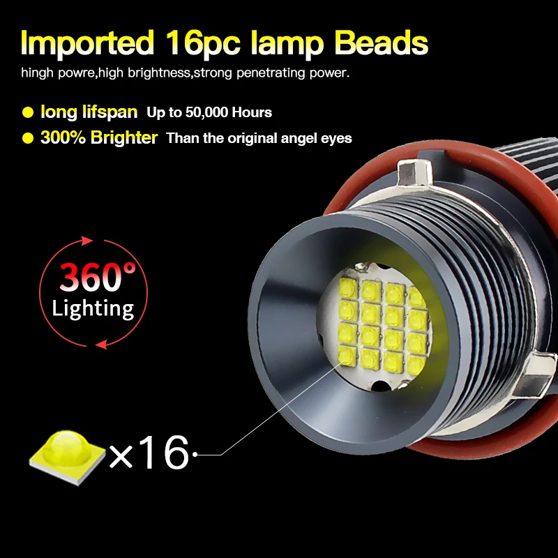 2 قطعة LED عيون الملاك 160 واط Canbus لسيارات BMW E90 E91 328i 335i 2009-2011 LCI أبيض أحمر أزرق غير زينون المصابيح الأمامية اكسسوارات السيارات