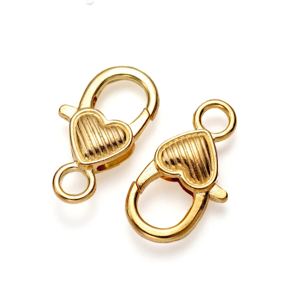 5/10pcs/lot 27x14mm Gold Silver Plated Rhodium Heart Shaped Lobster Clasp Hooks for Necklace&Bracelet Chain DIY Jewelry Making