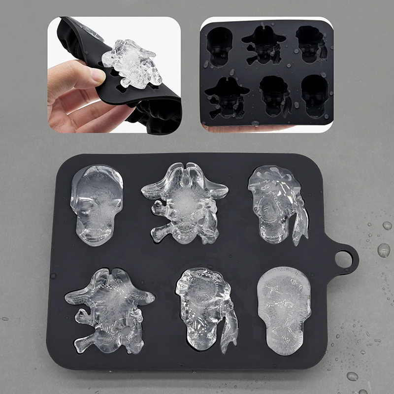 New Silicone Ice Cube Mold Tray for Whiskey Skull Shape Ice Maker Mould Ice-cubetera Making Box