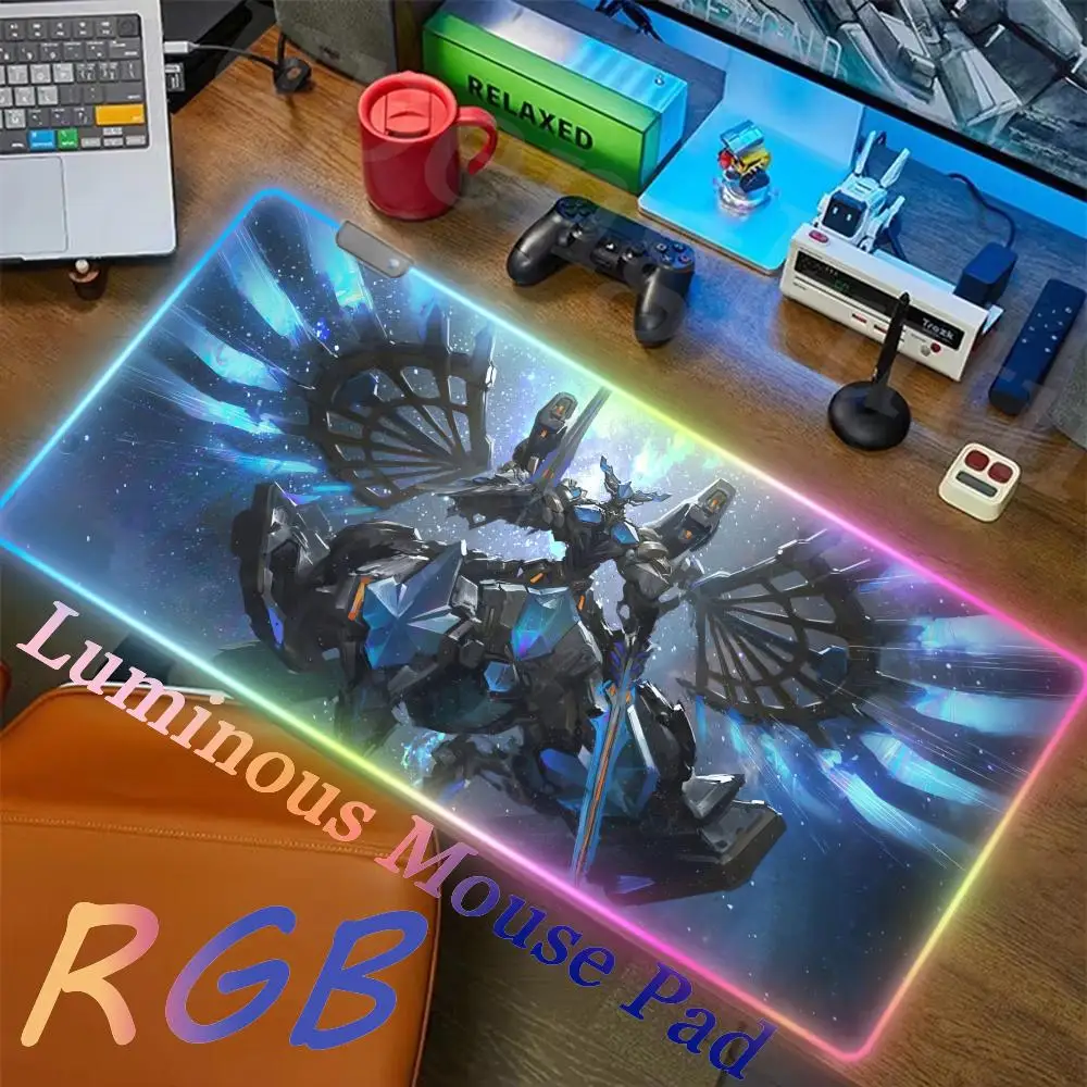 Holiday gifts Mouse Pad RGB Laptop Gamer AnimeYu_Gi_OhS Non-Slip keyboard Accessories Rubber Edge locking Luminescence