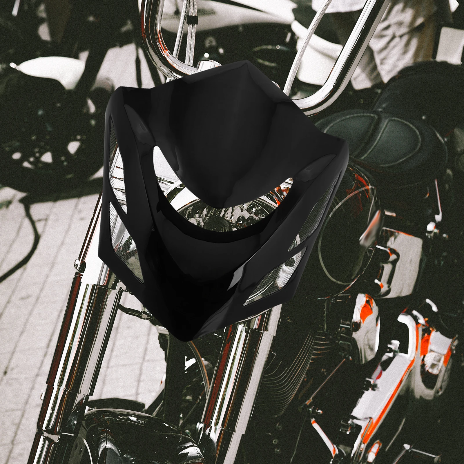 

Motorcycle Headlight Cover Abs Windshield Windscreen Component Black Accessories