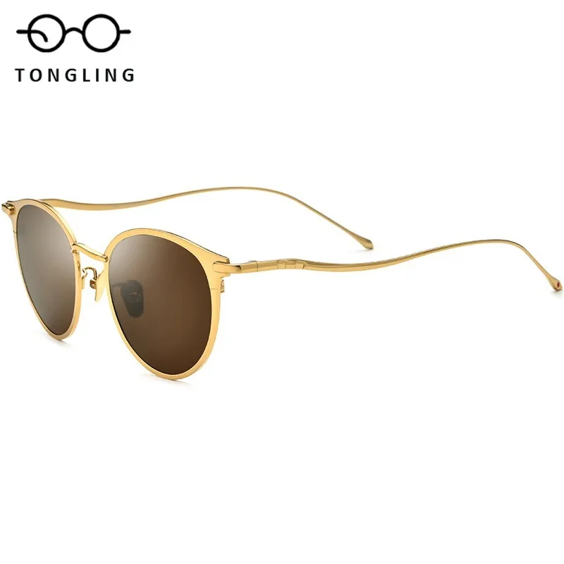 

2026 High-Quality Men Handcrafted Pure Titanium Glasses Retro Style Women Ultra-Light Round Unique Special Driving Sunglasses