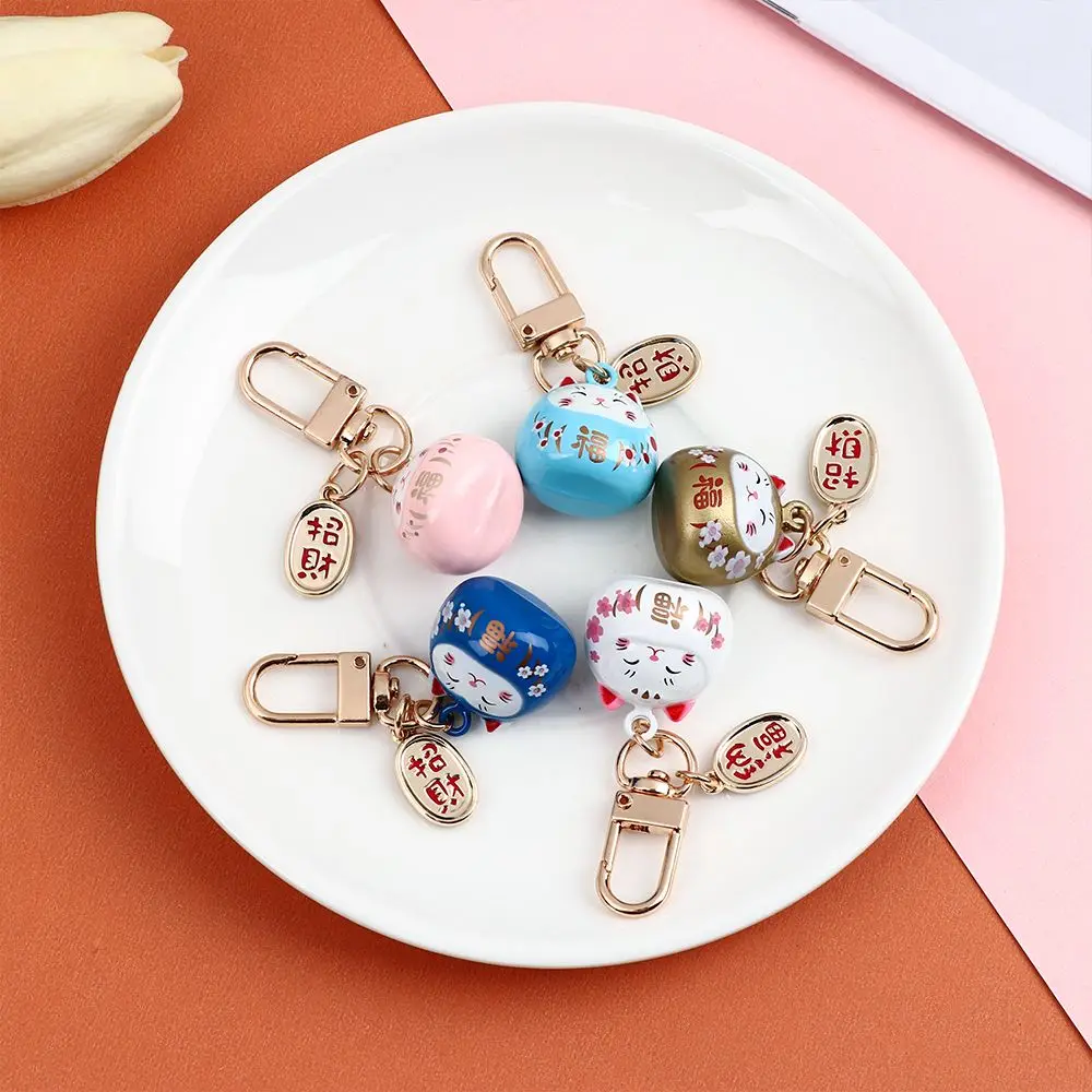 Japanese Cute Lucky Cat Keychains Cartoon Lucky Cat Key Chains Car Bag Charm Ornaments Pendant Keyring Couple Gift image 3