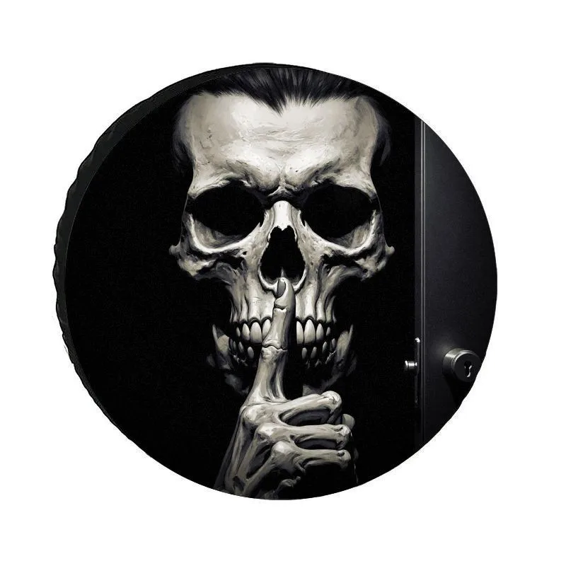 

Silent Shushing Skull Spare Thick Tire Cover Mysterious Polyester SUV RV Wheel Protector