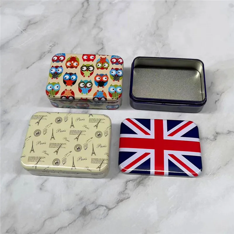 1 قطعة الكرتون تخزين القصدير صناديق مجوهرات صغيرة الحديد حالة في الهواء الطلق الإسعافات الأولية أداة المنظم الحاويات صندوق دبوس الشعر المعدني مع غطاء #3