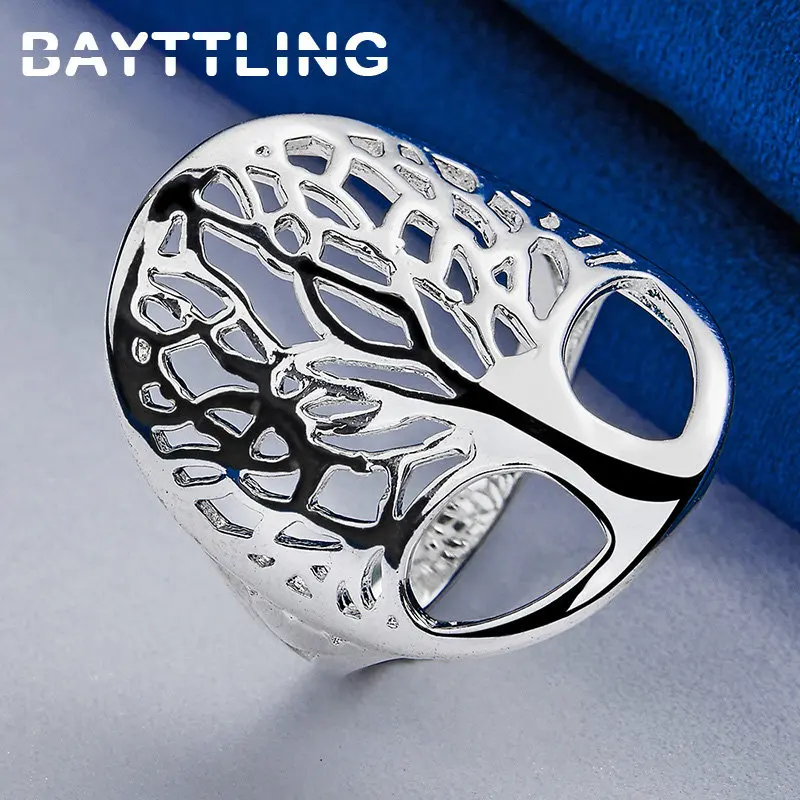 New S925 Sterling Silver Ring 6/7/8/9/10# Fine Hollow Tree Ring For Women Fashion Wedding Charm Gift Jewelry Accessories