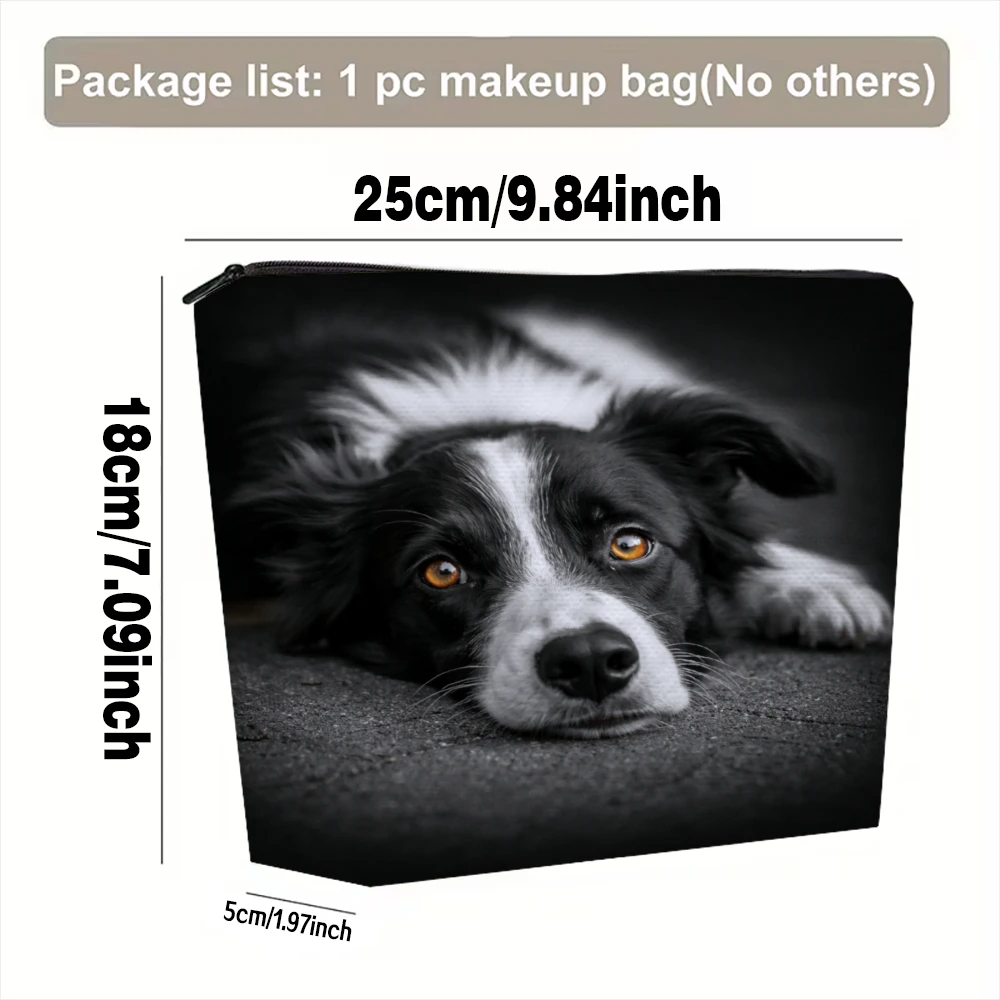 Border Collie Dog Portrait Print Makeup Bags for Girls Cosmetic Pouch Toiletry Bag Pencil Case Travel Storage